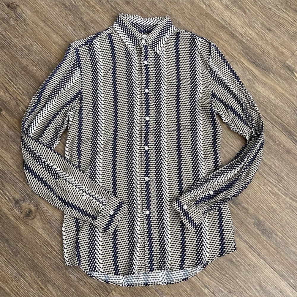 Reiss Kanto Geo Print‎ Button Up Shirt Small S